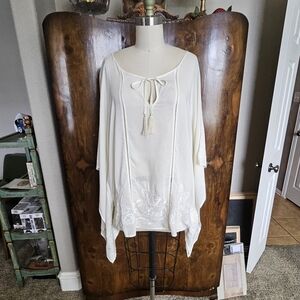 Tasha Polizzi Cream Tunic with Embroidered Details